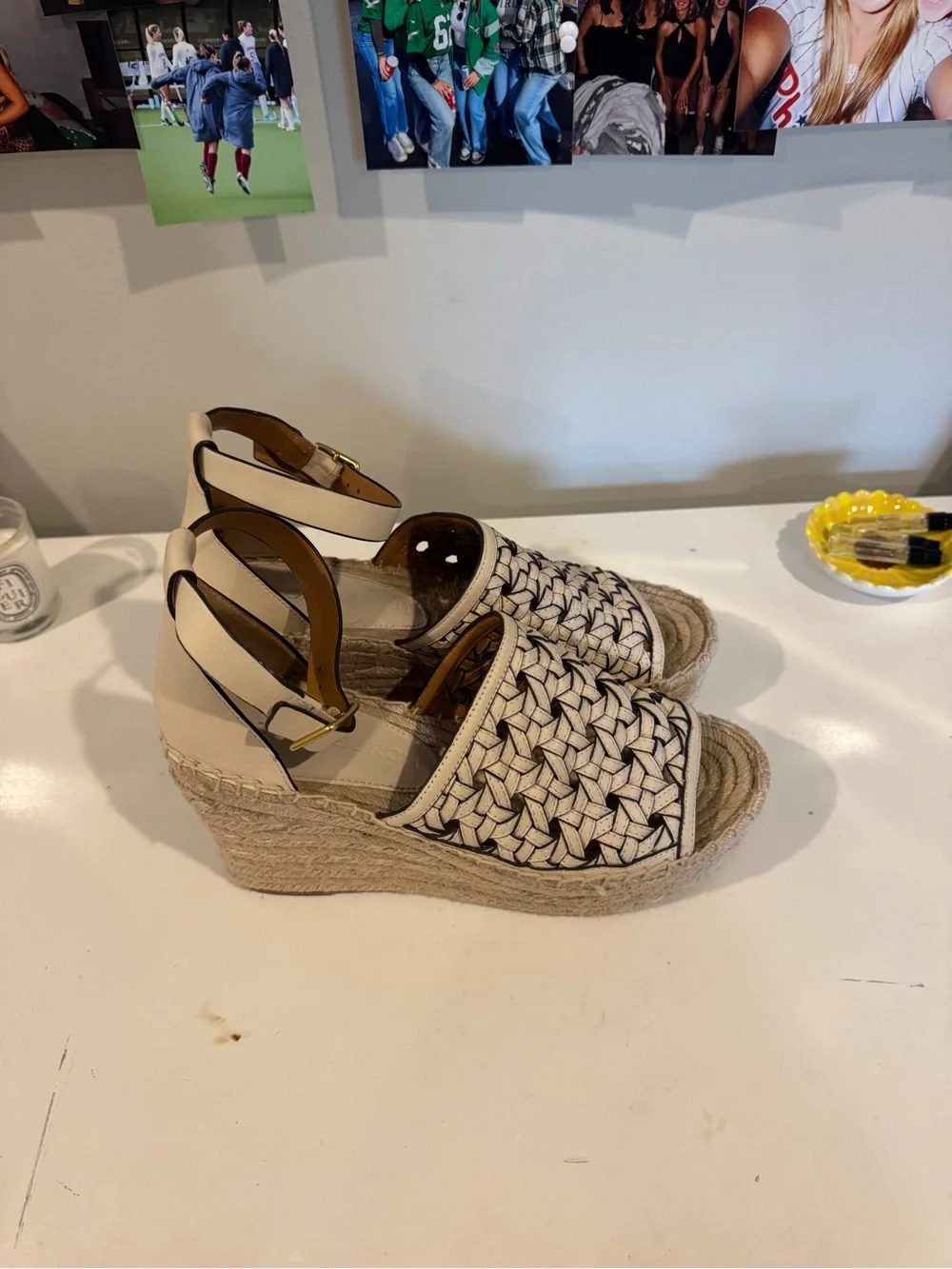 Tory Burch Basketweave Espadrille Wedges